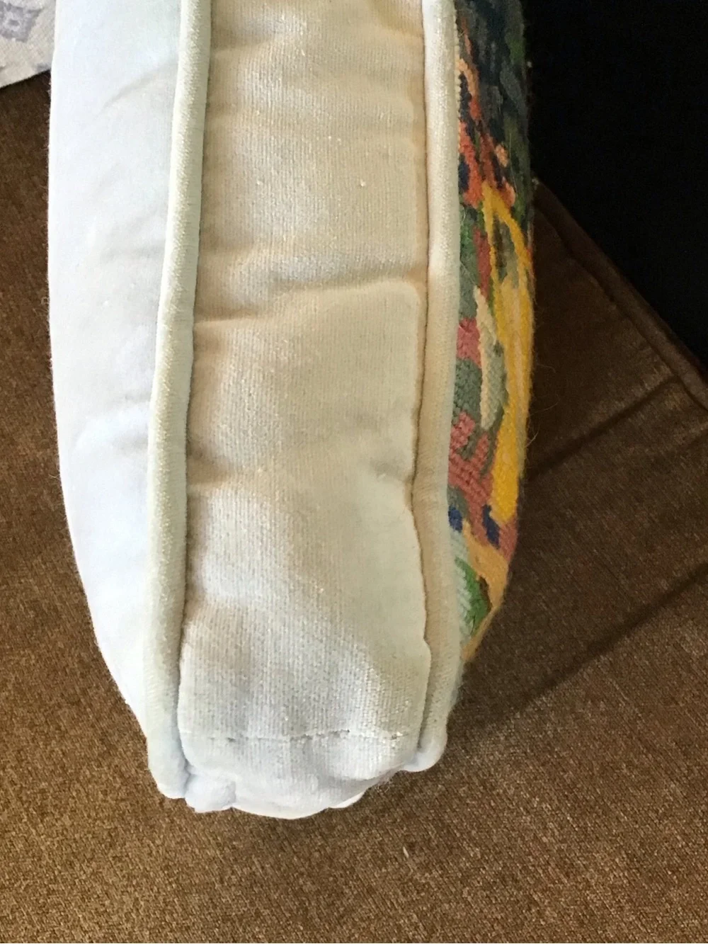 Vintage Handmade Needlepoint Coral Reef Fish Accent Pillow